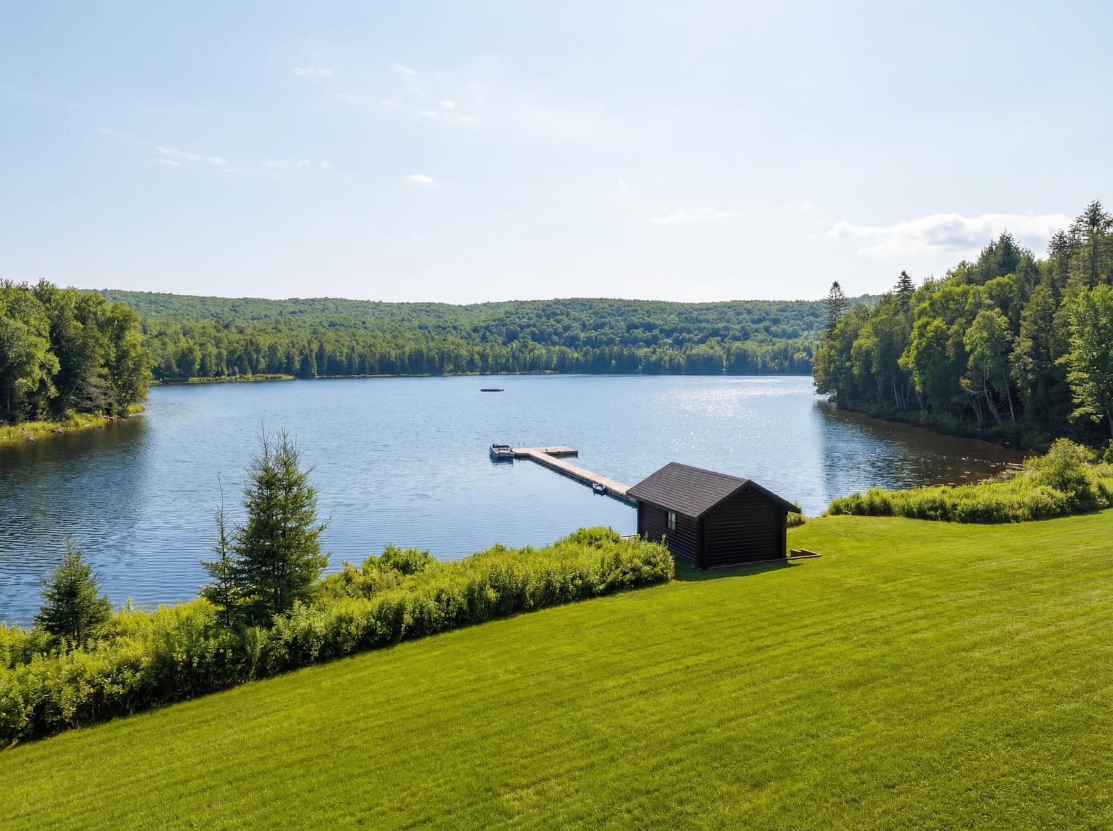 Lakeside view with dock